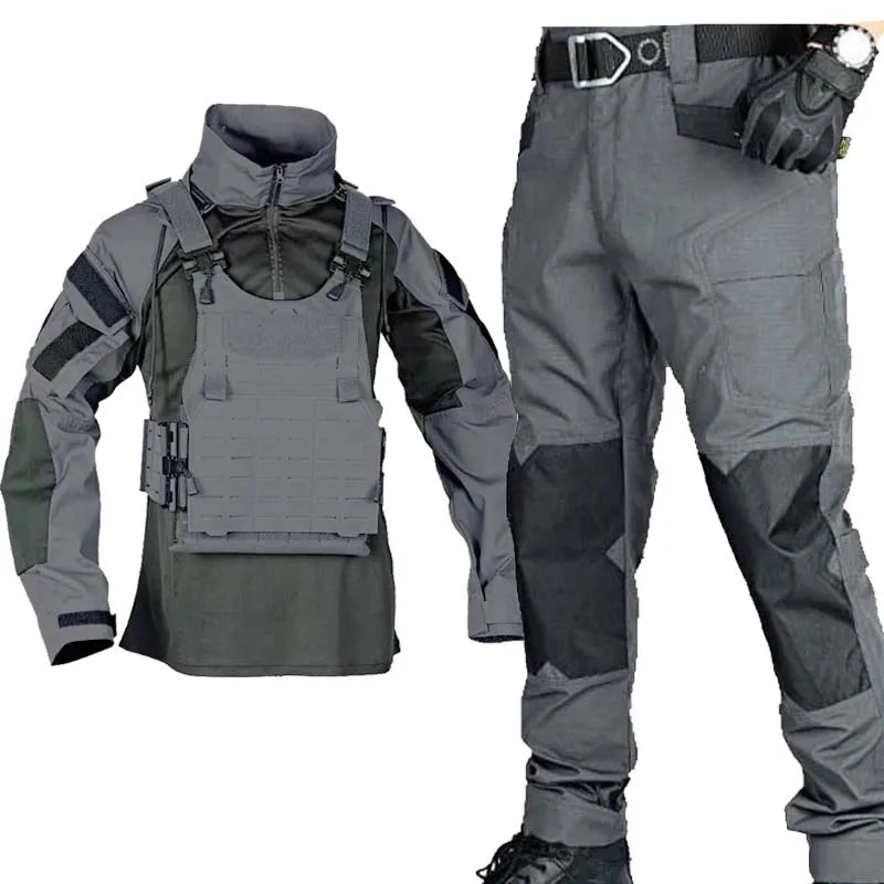 Tactical Cargo Suits T-Shirt And Cargo Pants Men Clothes Shirts Airsoft Paintball Hunting Clothes Wear Resistant Outdoor
