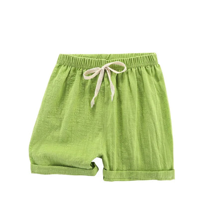 Teenage Boy Shorts 150 160cm Summer Clothing Cotton Linen Shorts Light Blue Black Red Children Shorts for Girls Toddler Clothes