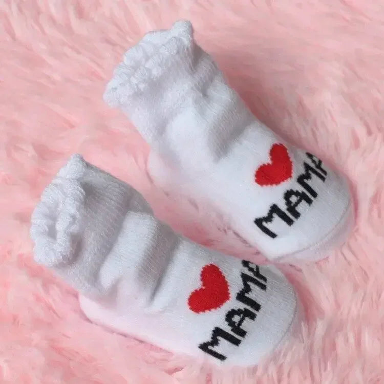 Baby Socks Cotton Infant Boy Girl Slip-resistant Floor Socks Love Mama Papa Letter Socks Anti-slip Sokken Skarpetki Calcetines