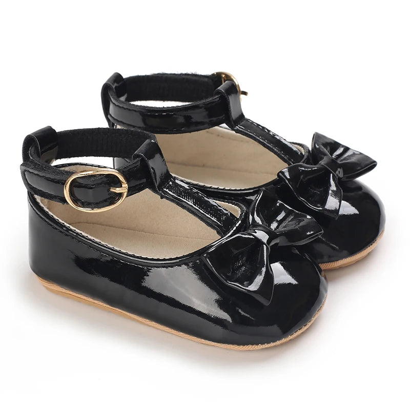 Girls' Princess Shoes Red Shoes Butterfly Bow Shiny Surface Walking Shoes Ladies' Baby Shoes Baby Shoes For Going Out Low