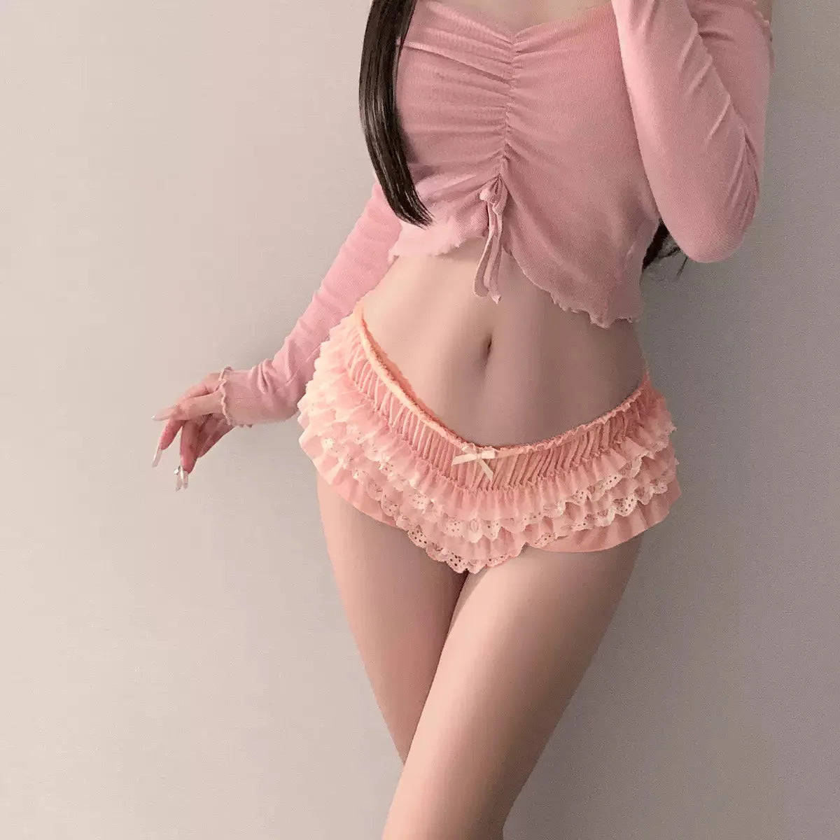 New Girls' Underwear with 3D Ruffled Edges Sexy Lace Women's Underwear with Hollow Out and Low Waist Women's Triangle Pants