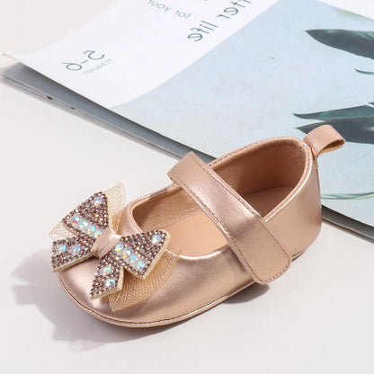 Baby Girls Shoes PU Toddler Princess Dress Shoes For Girls With Bowknot Flat Non-Slip Rubber Soles Spring Summse Infant Shoes