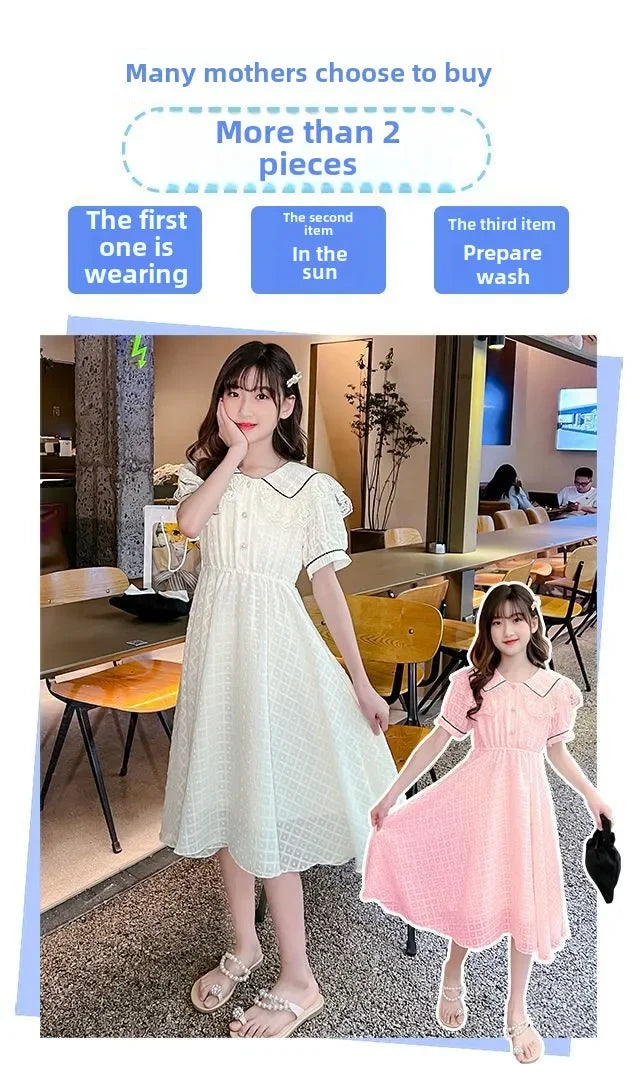 Girls' Dress 2025 Summer New Style Little Girl Princess Dress Stylish Children's Summer Dress