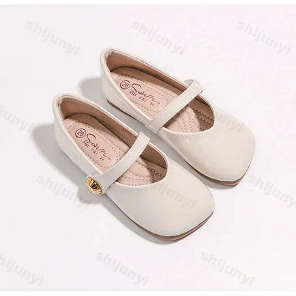 2025 Girl's Leather Shoes Square Toe Elegant Shallow Kids Mary Janes Flat Sole Comfy Children Single Shoes Girls Princess Shoes
