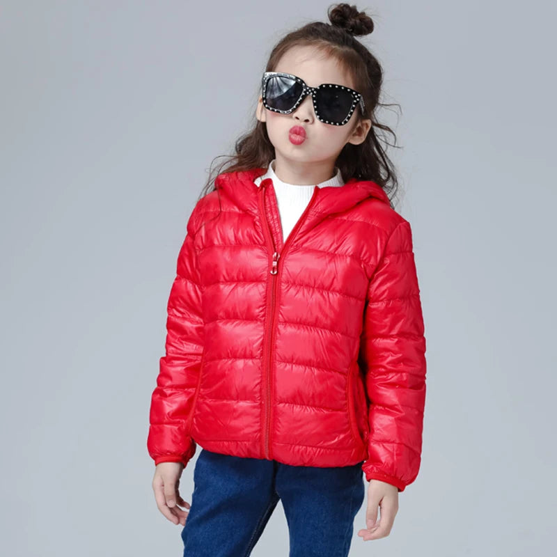 Girls Down Jacket Fashion Children Winter Coat Kids Ultra Light Winter Jackets for Girls Portable Hooded Down Coats for Teenage