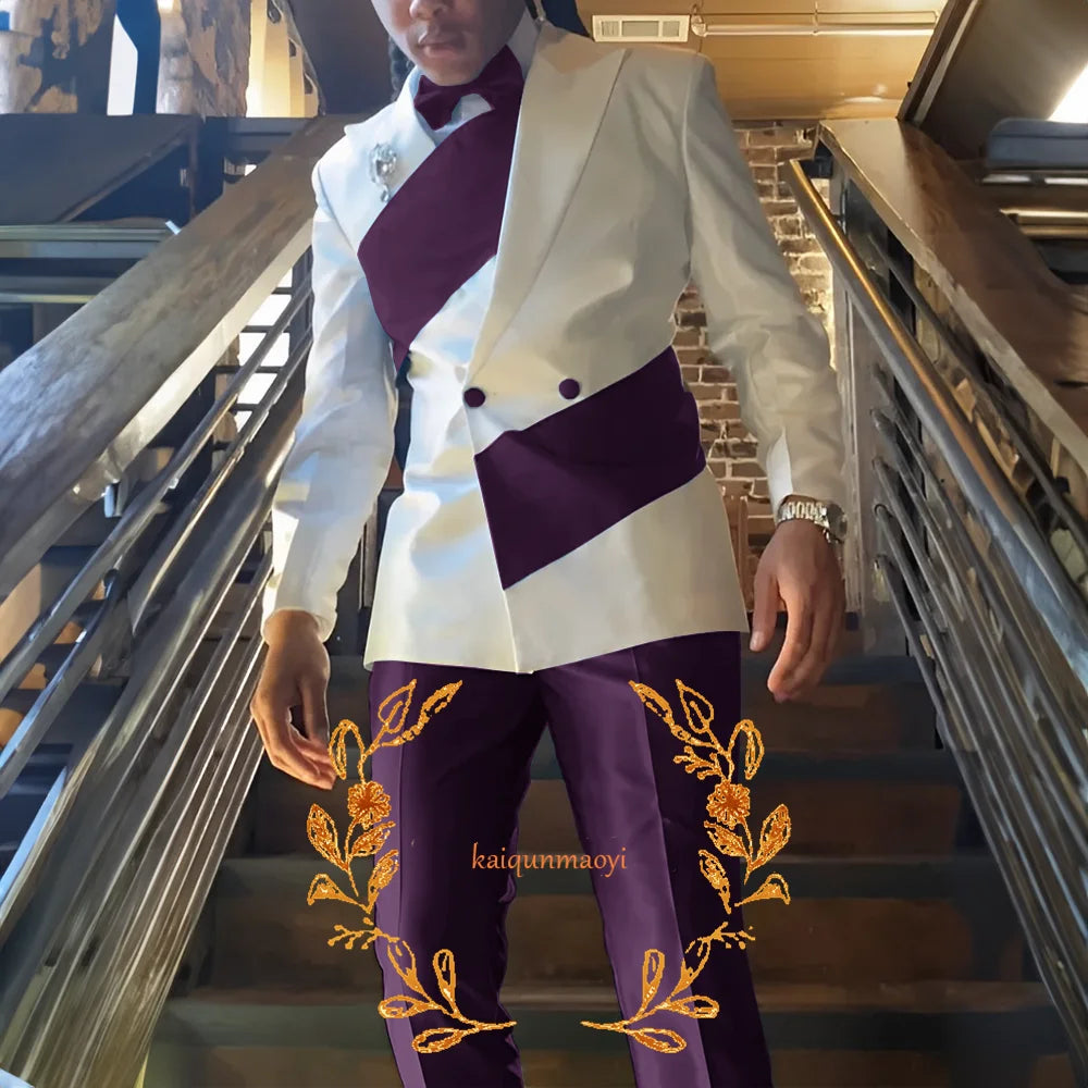 Men's Suit 2 Piece Set Stylish Design Formal Party Dress Elegant Men's Suit Color Block Blazer Pants Customized Outfit