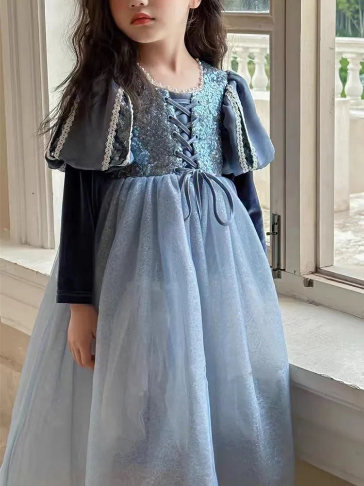 Girls Dress 2023 Spring  Autumn New Western Style Children Trendy Birthday  Little Girl Princess Dress