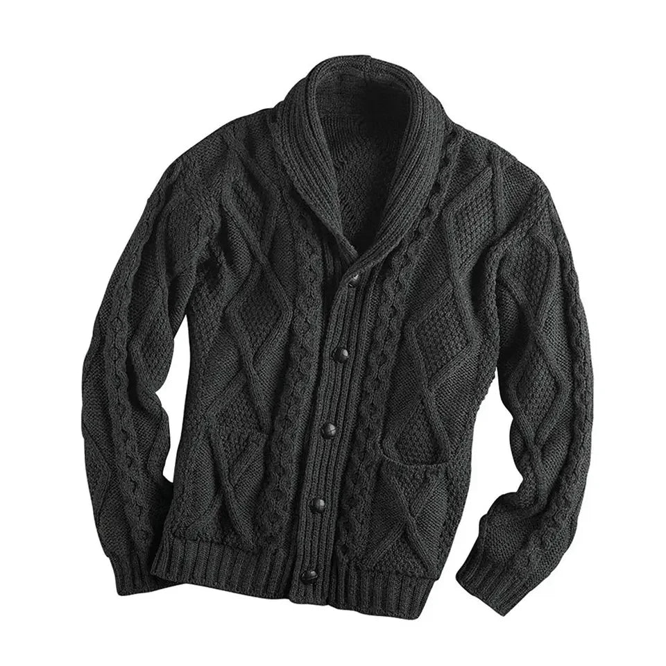 Fall/winter Sweater Men 2023 Fashion Solid Color Long Sleeve Lapel Coat Knitted Cardigan for Men