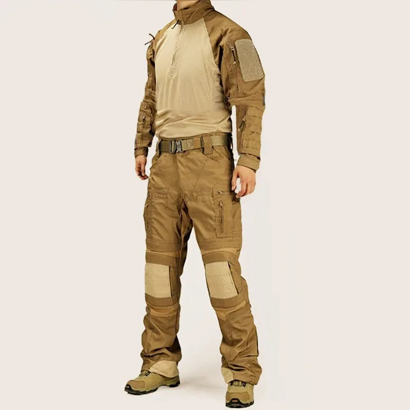 Men Tactical Combat Uniform Suit Multicam Camo Shirt & Pants Set Outdoor Hunting Airsoft Paintball Training Work Clothes