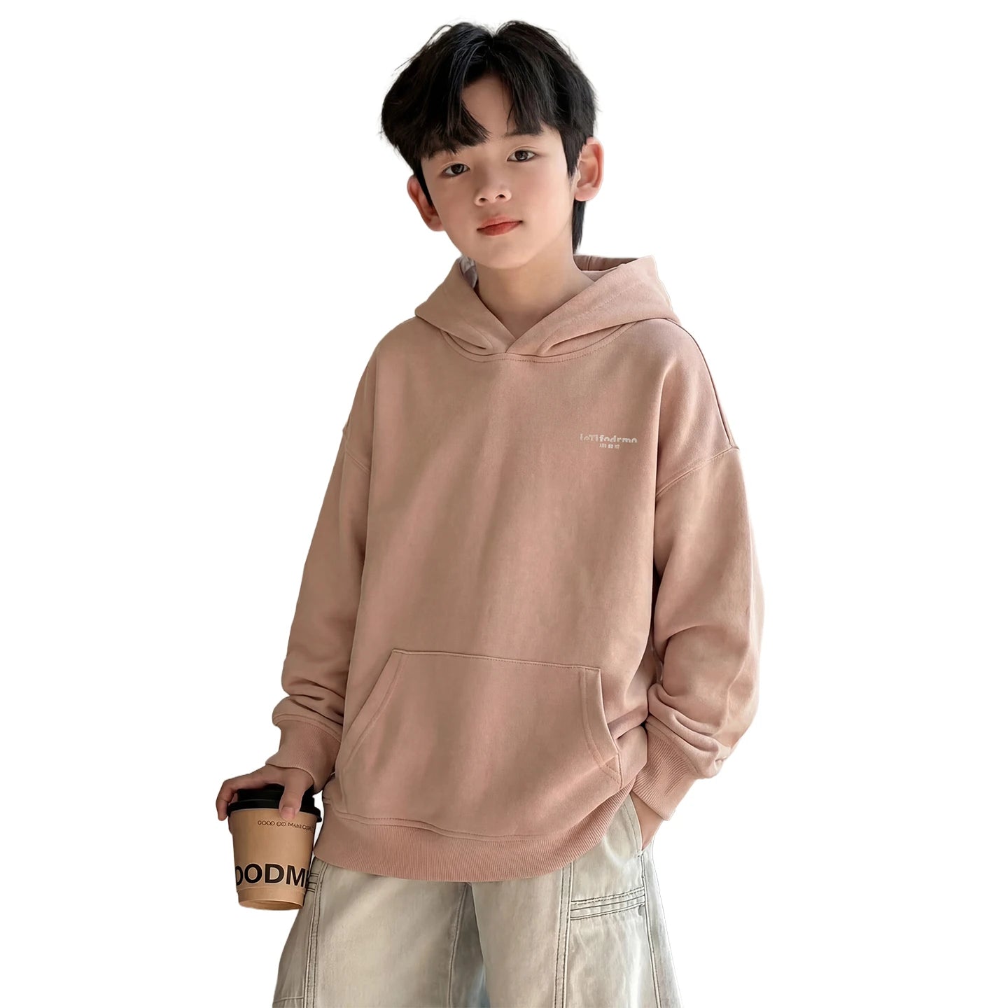 New Fashion Children Cotton Hoodies for Teen Boy Age 5 Yrs To 14 Yrs Pink Color Hooded Sweatshirt Kids Stylish Spring Clothes