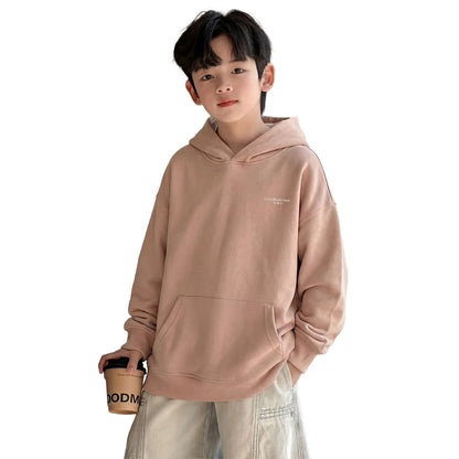 New Fashion Children Cotton Hoodies for Teen Boy Age 5 Yrs To 14 Yrs Pink Color Hooded Sweatshirt Kids Stylish Spring Clothes