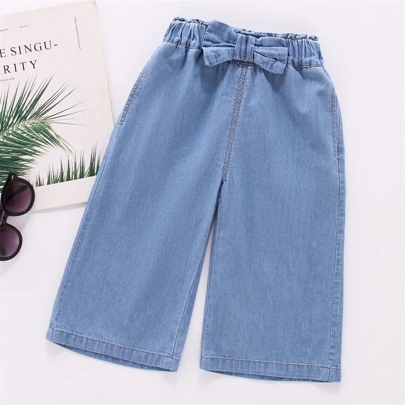2025 Summer girls Pant Children Wide Leg Pants Casual Thin Trousers New Fashion Clothes For Teenager Girls 2 4 6 8 Years