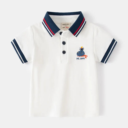 Baby Boy Clothes Summer Short Sleeve Children's Polo Shirts Toddler Kids Cotton T-shirts Boys Lapel Cartoon Tees Kids Sport Tops