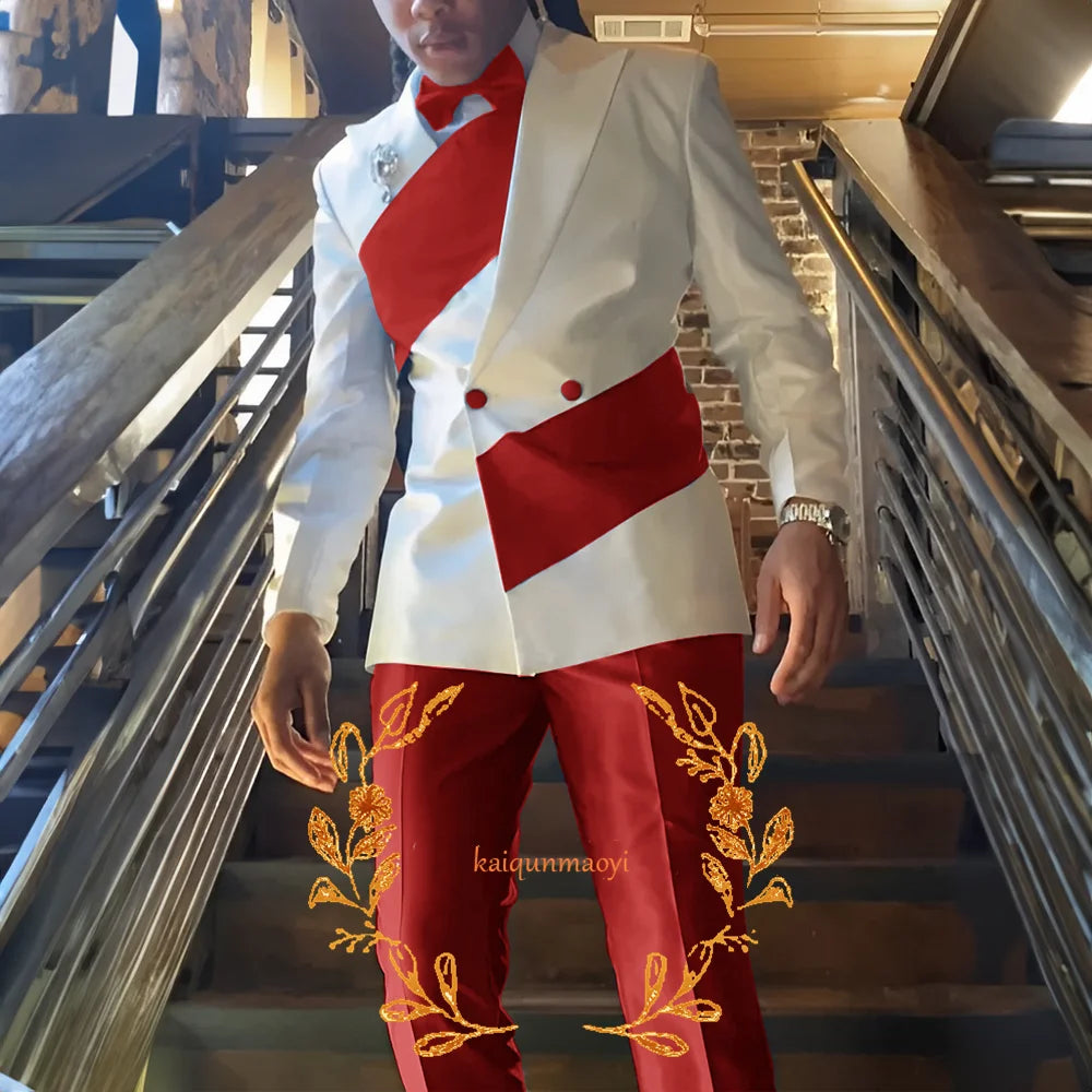 Men's Suit 2 Piece Set Stylish Design Formal Party Dress Elegant Men's Suit Color Block Blazer Pants Customized Outfit