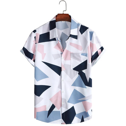 Men's Summer Hawaiian Style Loose Short Sleeve Casual Shirts Fashion 3D Print Vacation Beach Shirt Tops Breathable Blouses Male