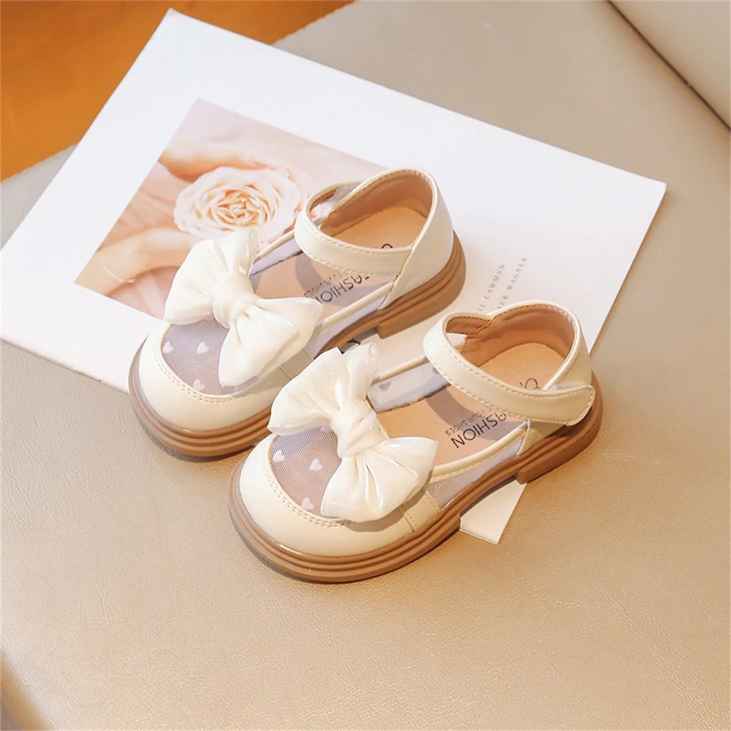 Walking Shoes For Baby Girls Soft Bottom Princess Shoes Sandals Spring Autumn Bow Round Toe Princess Dress Non-slip Shoes