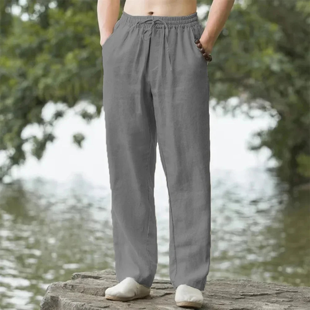 New Men's Beach Pants Joggers Fashion Cotton Linen Sweatpants Casual Pants Hawaiian Vacation Loose Spring/Summer Long M-4XL