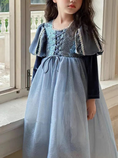 Girls Dress 2023 Spring  Autumn New Western Style Children Trendy Birthday  Little Girl Princess Dress