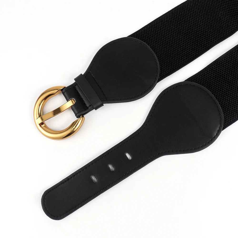 Women Belts PU Leather Corset Belt Female Metal Buckle Belts for Ladies Leisure Dress Jeans Wide Waistband