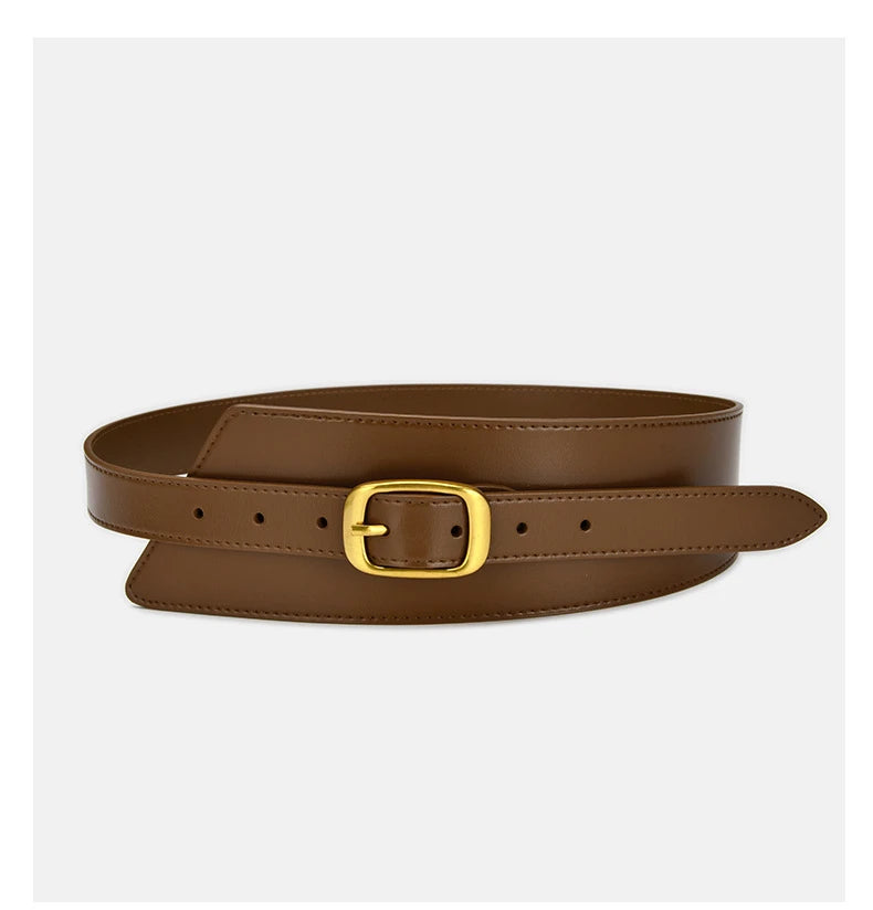 Fashion Belts for Women Leather Waistbands Gold Square Pin Buckle Cummerbunds HOT Body Corset Cummerbund Female Wide Soft Belt
