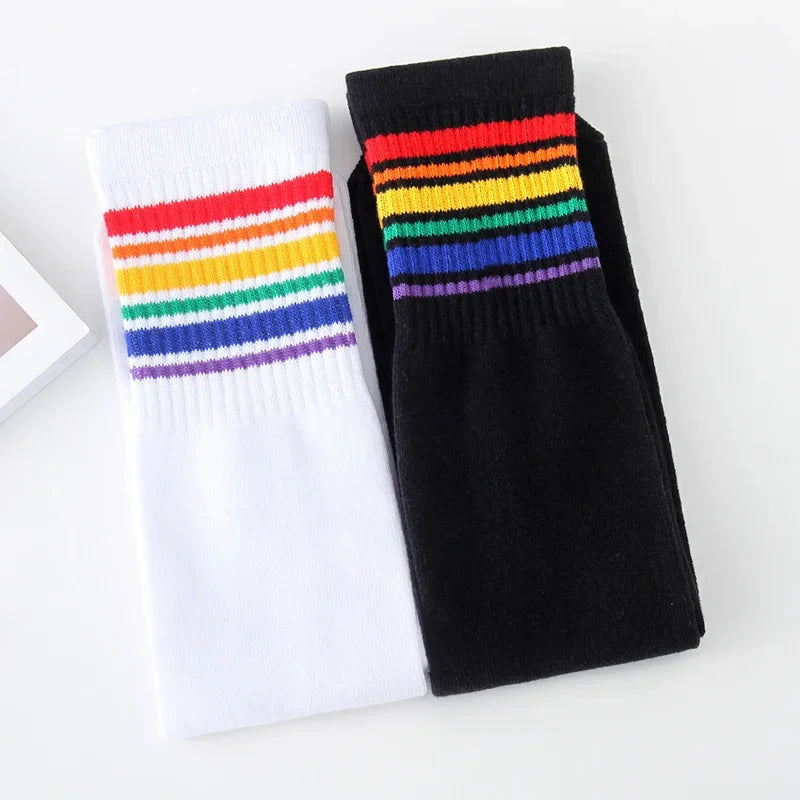 Kids Knee High Socks Boys Sports Football Stripes Cotton Sock Girls School Colorful Socks Skate Children Long Tube Leg Warm