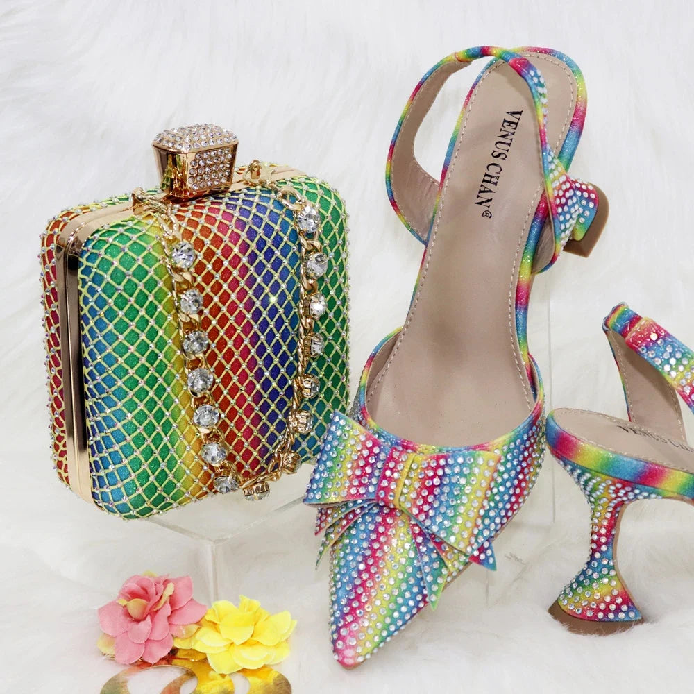 New Silver Versatile Party Ladies Shoes And Bag Set
