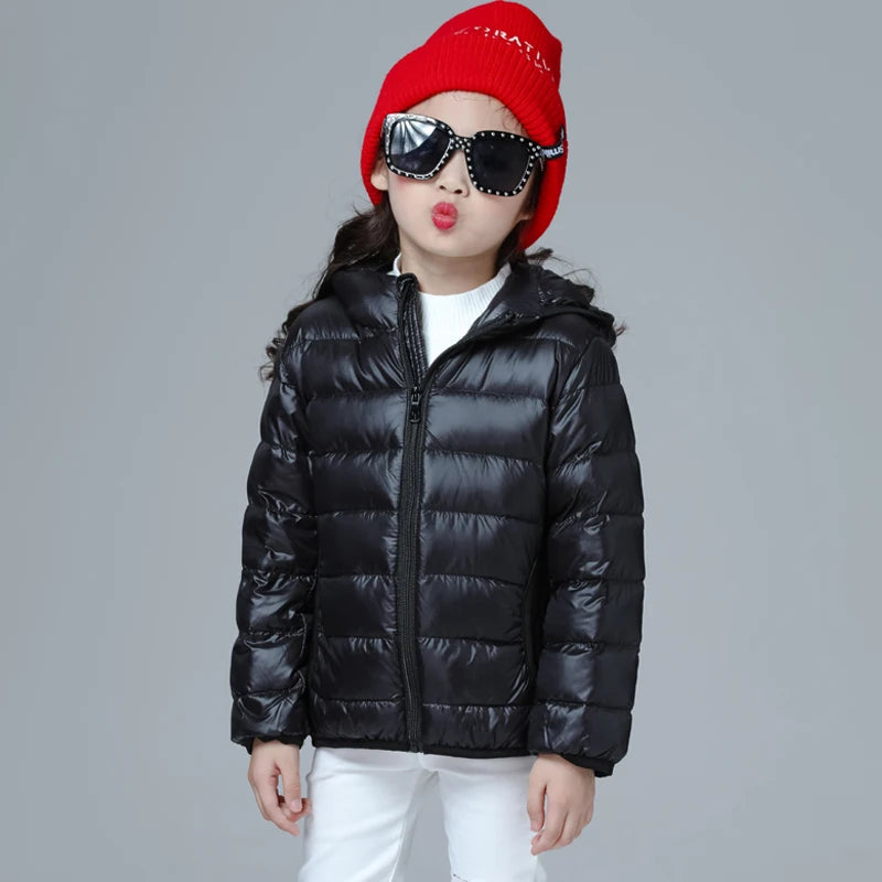 Girls Down Jacket Fashion Children Winter Coat Kids Ultra Light Winter Jackets for Girls Portable Hooded Down Coats for Teenage