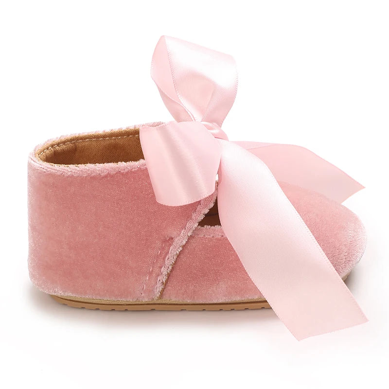 Girls' Princess Baby Shoes Cute Bow Flat Bottom Walking Children's Shoes First Step Newborn Baby Comfortable Soft Sole Footwear