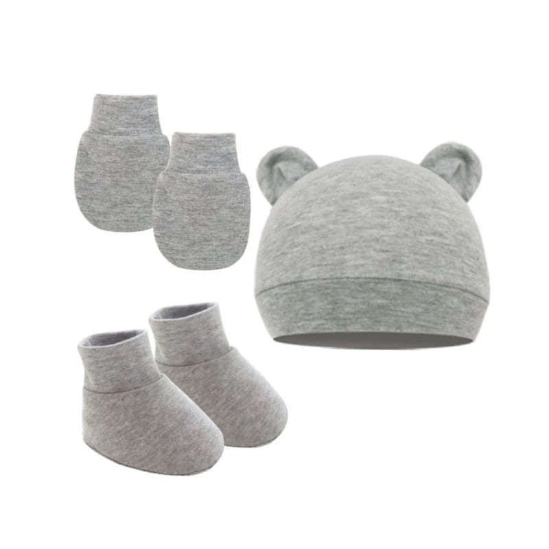 Baby Ears Newborn Hats Mittens and Socks Set for Boys Girls Beanie Hat 0-6 Month Baby Stuff (Pack of 3) Dropshipping