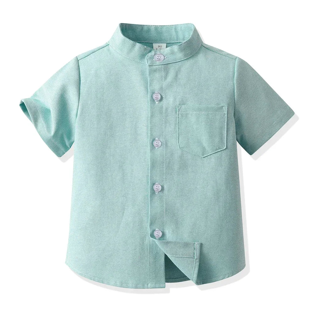 New Children Boys Gentleman Shirts Kids Short Sleeve Casual Tops Infant Toddler Girls Blouse Formal Clothing Summer Clothes