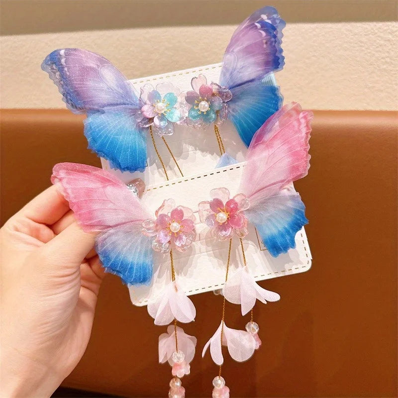 Baby Girl Hair Accessories Gradient Bow Hair Clip Flower Tassel Hairpin Girls Hair Accessoreis Butterfly Hair Clip