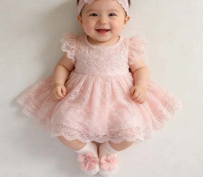3 Pcs Baby Girl Accessories Set: 1 Socks, 2 Bow Headbands with Gift Box, Holiday Party Gift Box, Ideal Newborn Remembrance Gift