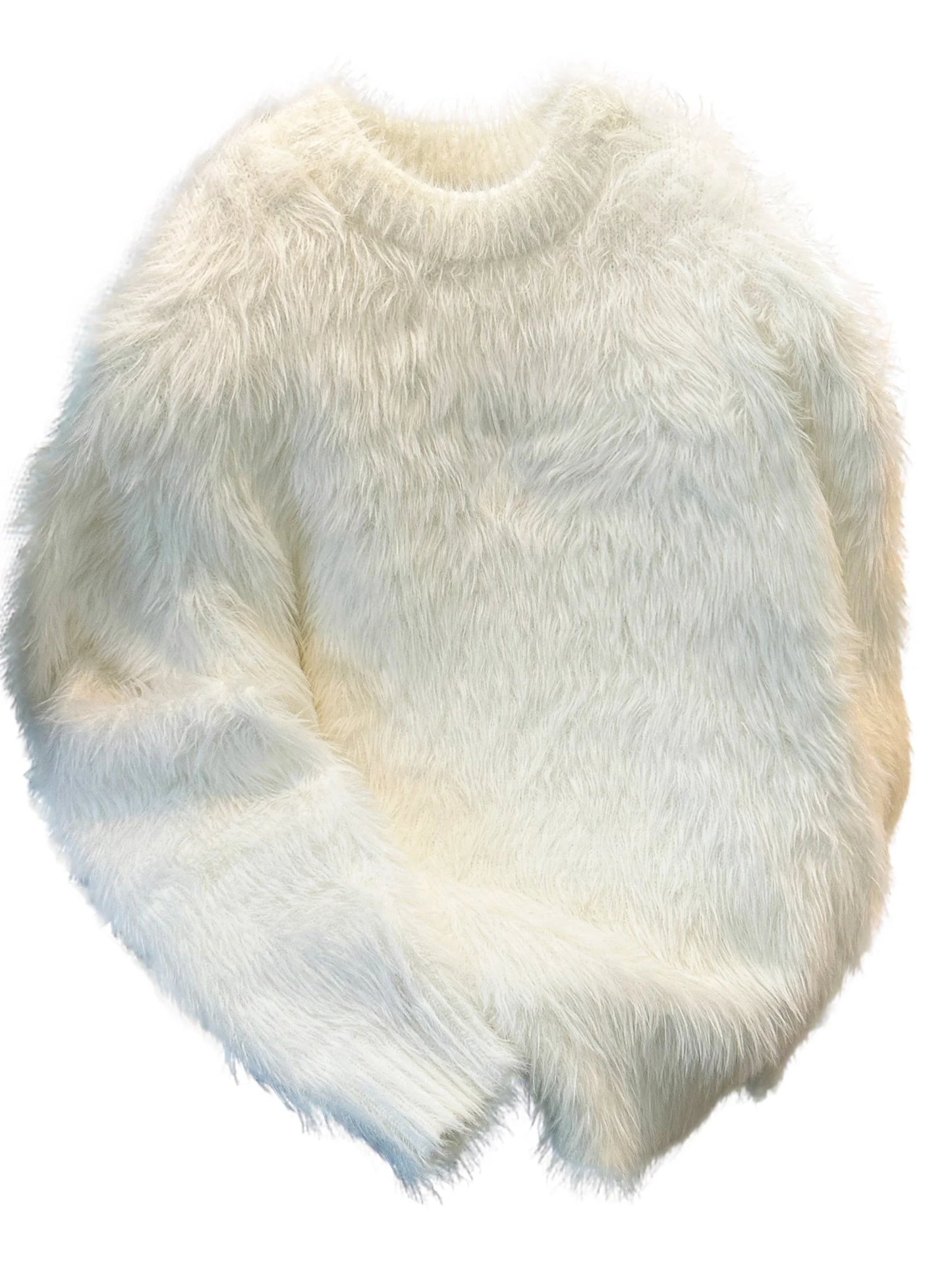 Men's Heavyweight Mink Sweater Loose Fit Thick Warm Knitted Pure Color Casual Autumn Winter Clothing Soft Long Sleeve round Neck