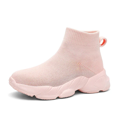 Kids Shoes Girls Sneakers Fashion Knit Luxury Designer High Top Shoes Comfortable Casual Running Sports Tennis Shoes for Girls