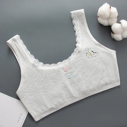 Girls Bra Student Developmental Girls Cotton Underwear For 10-12-15 Years Old Junior High School Girls Small Vest Bra
