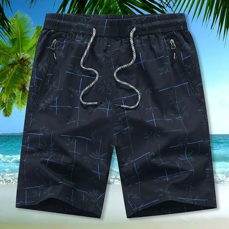 Summer Men Home Casual Wear Loose Cotton Thin Beach Five-point Pants