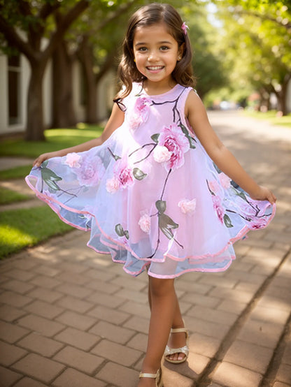 Girls Flower Bohemian Summer Dress ChildKids Girl Beach Dresses Chiffon Dresses Floral Teenager Girl's Clothes 6 8 10 12 14 Year