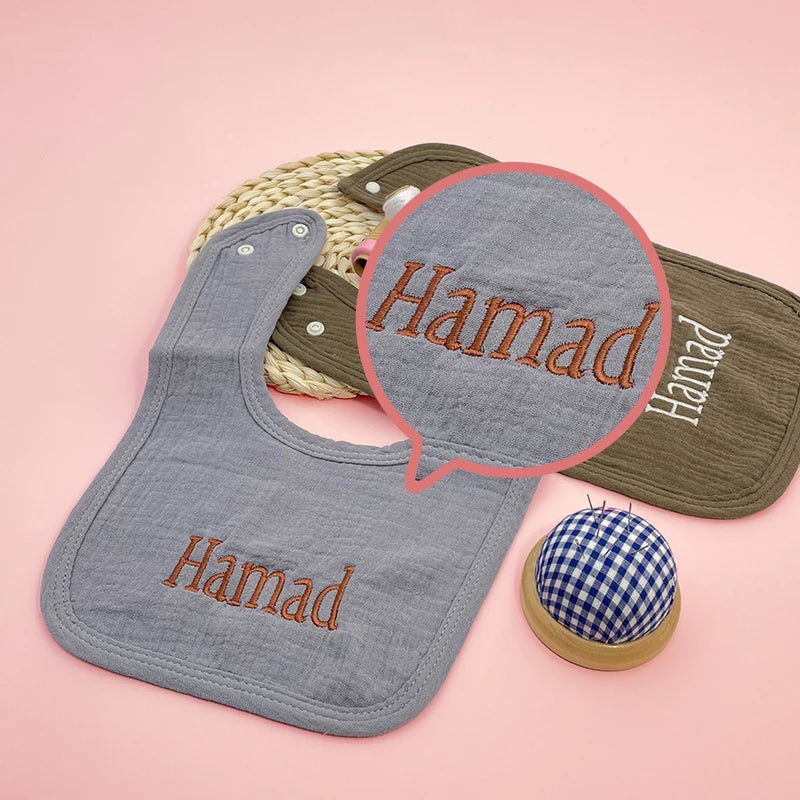 Personalized Baby Saliva Towel Pure Cotton Scarf Baby Feeding Stuff Infant Boys & Girls Custom Name Bib Gift 2Pcs