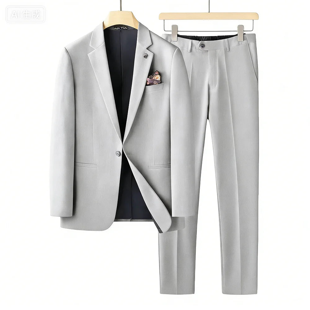 Men's  Two-Piece Suit plus Size Professional Business Wedding Formal High Quality Terno Solto Grande Peso Negócios Casamento