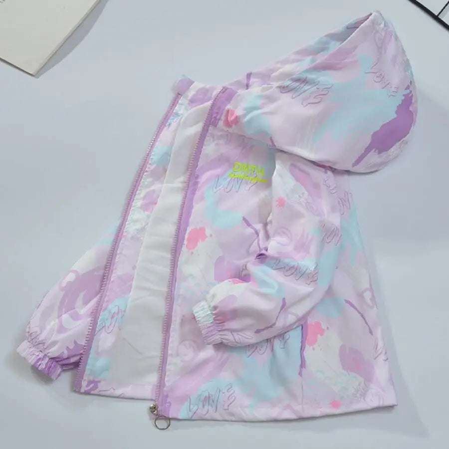 2023 Teenager Girls Jacket Fashion Casual Gradient Hooded Coat Boys Blazer Spring Autumn Windproof Sweet Coats Windbreaker