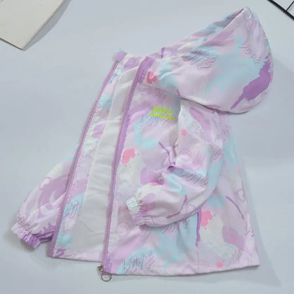 2023 Teenager Girls Jacket Fashion Casual Gradient Hooded Coat Boys Blazer Spring Autumn Windproof Sweet Coats Windbreaker