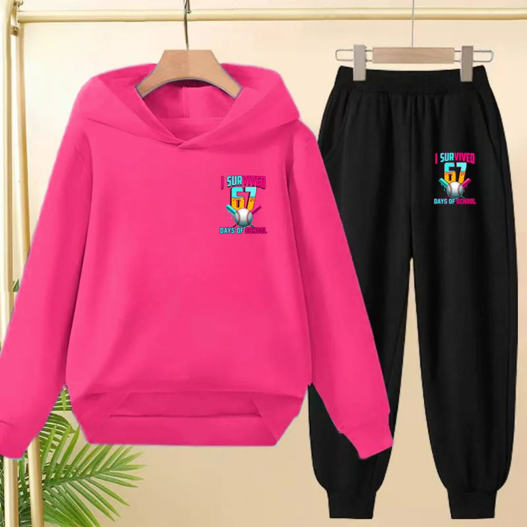 67 Children's Hoodies, 2 Pieces for Boys and Girls Aged 3-12, Comfortable Casual Hoodie+pants, Pullover, Hooded Sportswear