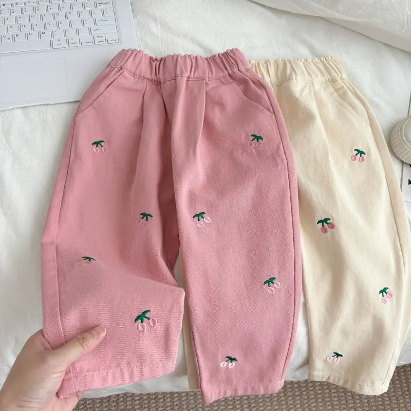 Girls pants Spring and Autumn new Western Children's baby beige casual pants Cotton girls  trousers Fashion