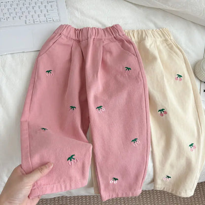 Girls pants Spring and Autumn new Western Children's baby beige casual pants Cotton girls  trousers Fashion