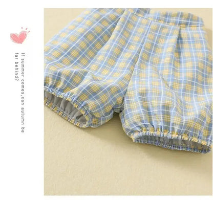 Spanish Toddlers Clothing Baby Boys Clothes Boutique Sets Outfit White Shirt Short 2pcs Plaid Pants Children Costume Kids Casual