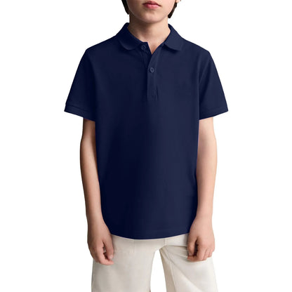 Boys Casual Polo Shirts Short Sleeve Lapel Shirt Short Sleeve Athletic Tee School Uniform Shirts For Kids 6-11y