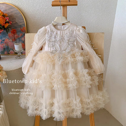 Baby Girls Clothing 2025 Autumn and Winter New Item Beautiful Dress Solid Color Pretty for Little Girls