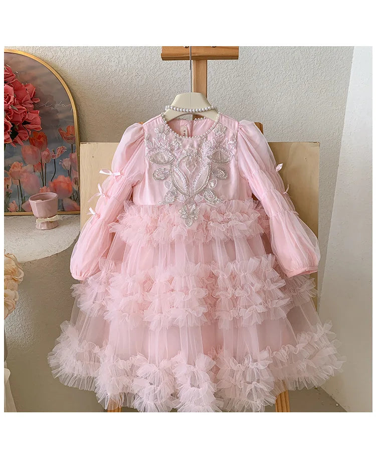 Baby Girls Clothing 2025 Autumn and Winter New Item Beautiful Dress Solid Color Pretty for Little Girls