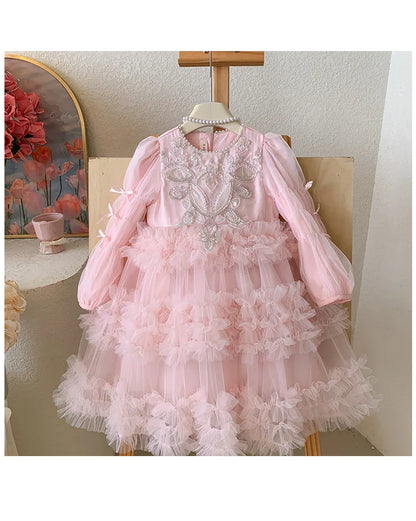 Baby Girls Clothing 2025 Autumn and Winter New Item Beautiful Dress Solid Color Pretty for Little Girls