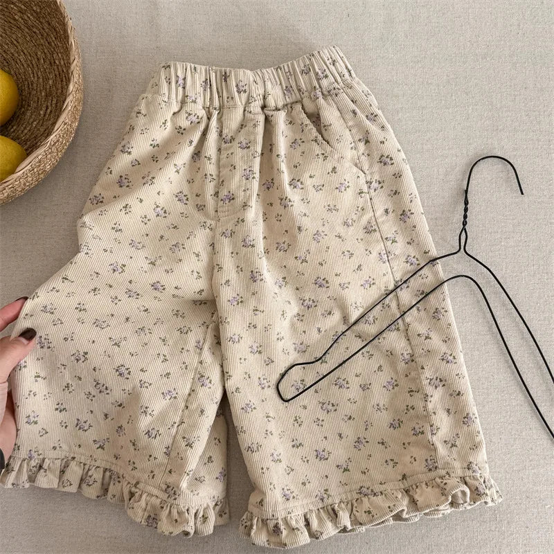Girls K-Style Corduroy Cropped Pants 2025 Autumn New Arrival Casual Comfortable Fashion Kids Clothing Kids Girl  Trousers